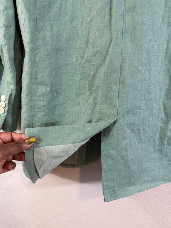 Madewell Larsen Blazer Green Linen XXS (2XS) One Button Jacket Preppy Academia - Picture 12 of 13